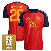 Men's Spain Team #26 Champions Red 2026 World Cup Home Soccer Jersey,baseball caps,new era cap wholesale,wholesale hats