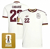Men's Spain Team #22 Pau Cubarsi White 2026 World Cup Away Soccer Jersey,baseball caps,new era cap wholesale,wholesale hats