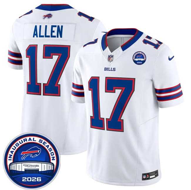 Men's Buffalo Bills #17 Josh Allen White F.U.S.E. 2026 Inaugural Season at Highmark Stadium Stitched Jersey Dzhi,We sell and wholesale Men's Buffalo Bills #17 Josh Allen White F.U.S.E. 2026 Inaugural Season at Highmark Stadium Stitched Jersey Dzhi on line form chian!