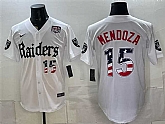 Men's Las Vegas Raiders #15 Fernando Mendoza White USA 250 Fourth of July 'Gothic Sin City Shadows Edition' Vapor Limited Stitched Baseball Jersey Dzhi,baseball caps,new era cap wholesale,wholesale hats