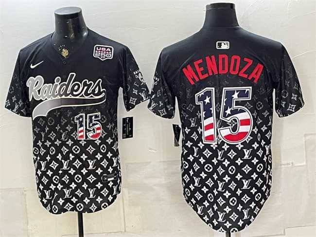 Mens Las Vegas Raiders #15 Fernando Mendoza Black USA 250 Fourth of July Vapor Limited Stitched Baseball Jersey Dzhi,We sell and wholesale Mens Las Vegas Raiders #15 Fernando Mendoza Black USA 250 Fourth of July Vapor Limited Stitched Baseball Jersey Dzhi on line form chian!
