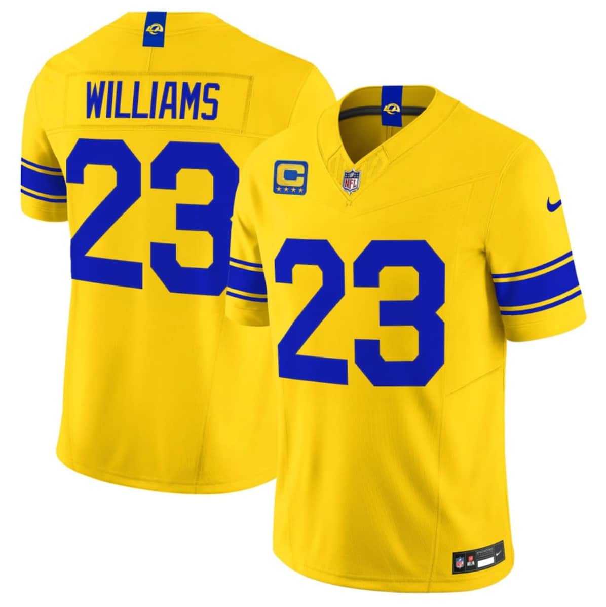 Men's Los Angeles Rams #23 Kyren Williams Yellow 2026 F.U.S.E. With 4- Star C Patch Vapor Limited Stitched Jersey Dzhi,We sell and wholesale Men's Los Angeles Rams #23 Kyren Williams Yellow 2026 F.U.S.E. With 4- Star C Patch Vapor Limited Stitched Jersey Dzhi on line form chian!