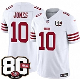 Men's San Francisco 49ers #10 Mac Jones White 80th Anniversary Patch 2026 F.U.S.E. Vapor Untouchable Limited Stitched Jersey Dzhi,baseball caps,new era cap wholesale,wholesale hats