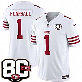 Men's San Francisco 49ers #1 Ricky Pearsall White 80th Anniversary Patch 2026 F.U.S.E. Vapor Untouchable Limited Stitched Jersey Dzhi,baseball caps,new era cap wholesale,wholesale hats
