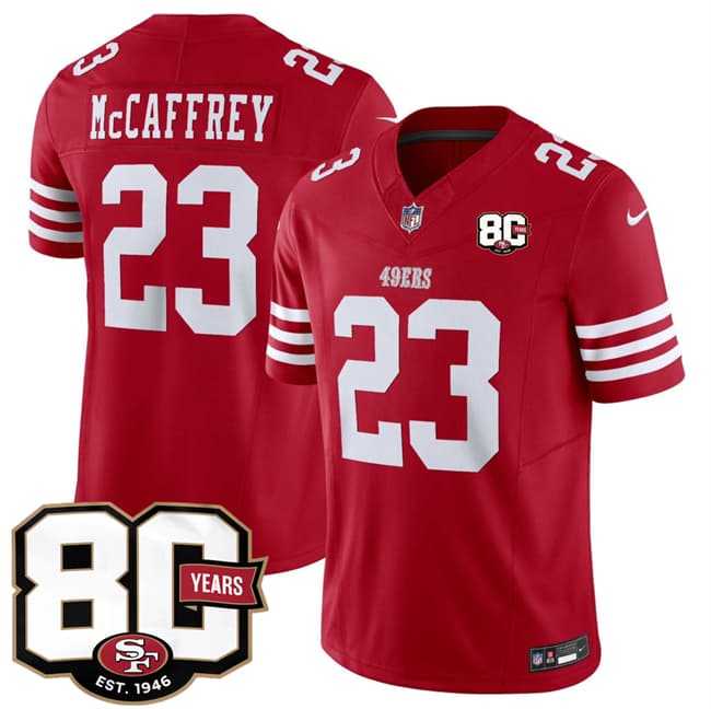 Men's San Francisco 49ers #23 Christian McCaffrey Red 80th Anniversary Patch 2026 F.U.S.E. Vapor Untouchable Limited Stitched Jersey Dzhi,We sell and wholesale Men's San Francisco 49ers #23 Christian McCaffrey Red 80th Anniversary Patch 2026 F.U.S.E. Vapor Untouchable Limited Stitched Jersey Dzhi on line form chian!