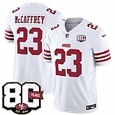 Men's San Francisco 49ers #23 Christian McCaffrey White 80th Anniversary Patch 2026 F.U.S.E. Vapor Untouchable Limited Stitched Jersey Dzhi,baseball caps,new era cap wholesale,wholesale hats