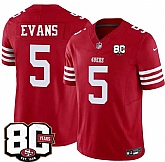 Men's San Francisco 49ers #5 Mike Evans Red 80th Anniversary Patch 2026 F.U.S.E. Vapor Untouchable Limited Stitched Jersey Dzhi,baseball caps,new era cap wholesale,wholesale hats