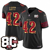 Men's San Francisco 49ers #42 Ronnie Lott Black 80th Anniversary Patch Rivalries 2026 F.U.S.E. Vapor Untouchable Limited Stitched Jersey Dzhi,baseball caps,new era cap wholesale,wholesale hats