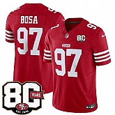 Men's San Francisco 49ers #97 Nick Bosa Red 80th Anniversary Patch 2026 F.U.S.E. Vapor Untouchable Limited Stitched Jersey Dzhi