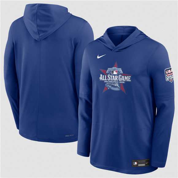 Men's 2026 All-Star Game Royal Collection Dri-FIT Long Sleeve Hooded T-Shirt,We sell and wholesale Men's 2026 All-Star Game Royal Collection Dri-FIT Long Sleeve Hooded T-Shirt on line form chian!