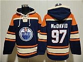 Men's Edmonton Oilers #97 Connor McDavid Navy Lace-Up Pullover Hoodie,baseball caps,new era cap wholesale,wholesale hats