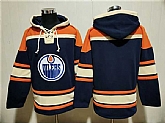 Men's Edmonton Oilers Blank Navy Lace-Up Pullover Hoodie,baseball caps,new era cap wholesale,wholesale hats