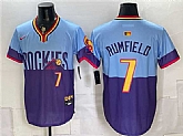 Men's Colorado Rockies #7 TJ Rumfield Purple Light Blue 2025 City Connect Limited Stitched Jersey Dzhi,baseball caps,new era cap wholesale,wholesale hats