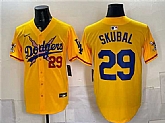 Men's Los Angeles Dodgers x One Piece #29 Tarik Skubal Yellow Vapor Premier Limited Jersey Dzhi,baseball caps,new era cap wholesale,wholesale hats