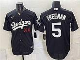 Men's Los Angeles Dodgers x KAWS #5 Freddie Freeman Black Vapor Premier Limited Stitched Jersey,baseball caps,new era cap wholesale,wholesale hats