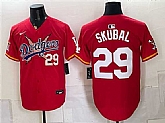 Men's Los Angeles Dodgers x One Piece #29 Tarik Skubal Red Vapor Premier Limited Stitched Jersey Dzhi,baseball caps,new era cap wholesale,wholesale hats