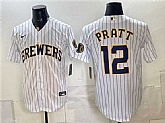 Men's Milwaukee Brewers #12 Cooper Pratt White Stitched Jersey,baseball caps,new era cap wholesale,wholesale hats