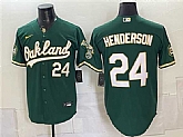 Men's Oakland Athletics #24 Rickey Henderson Green With Patch Stitched Jersey,baseball caps,new era cap wholesale,wholesale hats