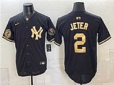 Men's New York Yankees #2 Derek Jeter Black Gold With Patch Stitched Jersey Dzhi,baseball caps,new era cap wholesale,wholesale hats