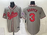 Men's Philadelphia Phillies #3 Bryce Harper Gray 2026 Field of Dreams Stadium Stitched Jersey,baseball caps,new era cap wholesale,wholesale hats