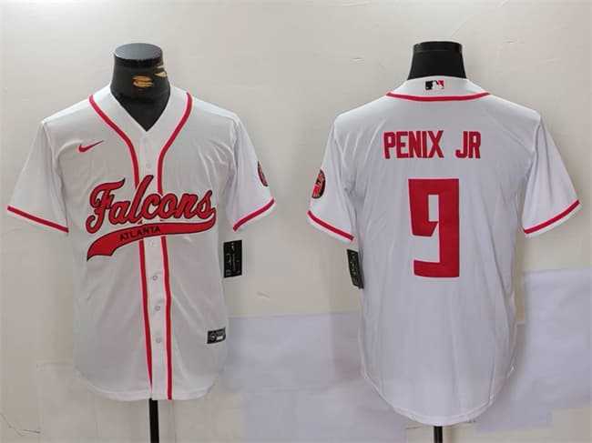 Men's Atlanta Falcons #9 Michael Penix Jr. White With Patch Cool Base Stitched Baseball Jersey,We sell and wholesale Men's Atlanta Falcons #9 Michael Penix Jr. White With Patch Cool Base Stitched Baseball Jersey on line form chian!
