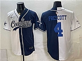 Men's Dallas Cowboys #4 Dak Prescott White Navy Split Stitched Jersey,baseball caps,new era cap wholesale,wholesale hats