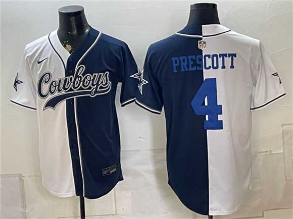 Men's Dallas Cowboys #4 Dak Prescott White Navy Split Stitched Jersey,We sell and wholesale Men's Dallas Cowboys #4 Dak Prescott White Navy Split Stitched Jersey on line form chian!