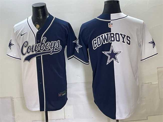 Men's Dallas Cowboys Team Big Logo White Navy Split Stitched Jersey,We sell and wholesale Men's Dallas Cowboys Team Big Logo White Navy Split Stitched Jersey on line form chian!