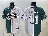 Men's Philadelphia Eagles #11 A.J. Brown Green White Split Stitched Jersey,baseball caps,new era cap wholesale,wholesale hats