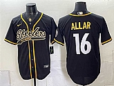 Men's Pittsburgh Steelers #16 Drew Allar Black With Patch Cool Base Stitched Baseball Jersey,baseball caps,new era cap wholesale,wholesale hats