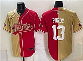 Men's San Francisco 49ers #13 Brock Purdy Gold Red Split Stitched Jersey,baseball caps,new era cap wholesale,wholesale hats