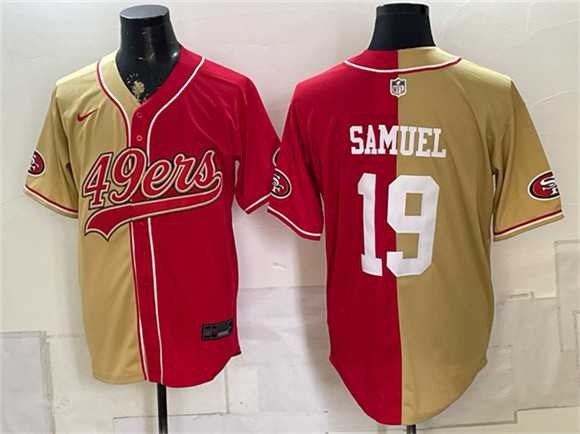 Men's San Francisco 49ers #19 Deebo Samuel Gold Red Split Stitched Jersey,We sell and wholesale Men's San Francisco 49ers #19 Deebo Samuel Gold Red Split Stitched Jersey on line form chian!