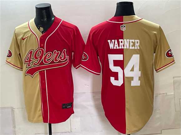 Men's San Francisco 49ers #54 Fred Warner Gold Red Split Stitched Jersey,We sell and wholesale Men's San Francisco 49ers #54 Fred Warner Gold Red Split Stitched Jersey on line form chian!