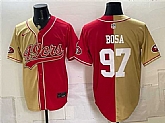 Men's San Francisco 49ers #97 Nick Bosa Gold Red Split Stitched Jersey,baseball caps,new era cap wholesale,wholesale hats