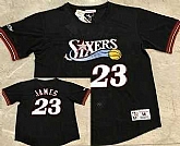 Men's Philadelphia 76ers #23 LeBron James Black Short Sleeved AU Throwback Jersey Dzhi,baseball caps,new era cap wholesale,wholesale hats