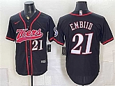 Men's Philadelphia 76ers #21 Joel Embiid Black Cool Base Stitched Baseball Jersey Dzhi,baseball caps,new era cap wholesale,wholesale hats