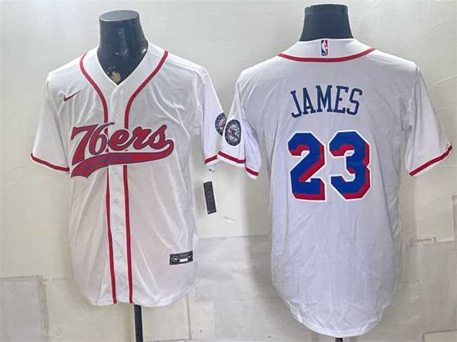 Men's Philadelphia 76ers #23 LeBron James White Cool Base Stitched Baseball Jersey Dzhi,We sell and wholesale Men's Philadelphia 76ers #23 LeBron James White Cool Base Stitched Baseball Jersey Dzhi on line form chian!