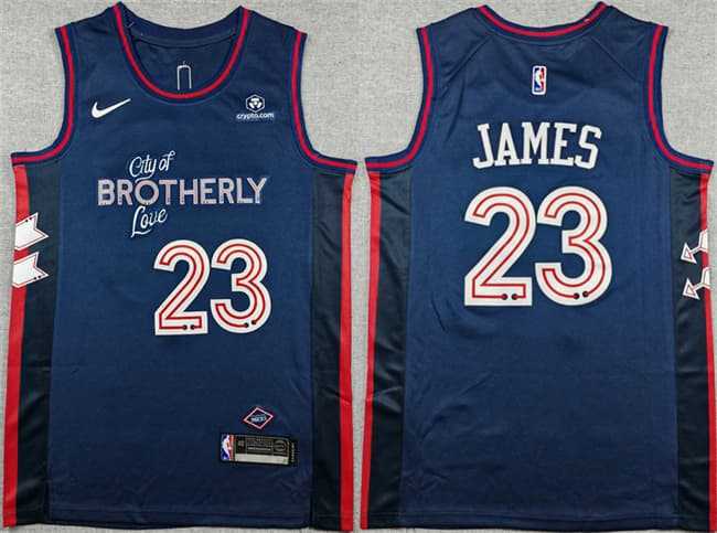Men's Philadelphia 76ers #23 LeBron James Navy 2023-24 City Edition With Patch Stitched Jersey,We sell and wholesale Men's Philadelphia 76ers #23 LeBron James Navy 2023-24 City Edition With Patch Stitched Jersey on line form chian!