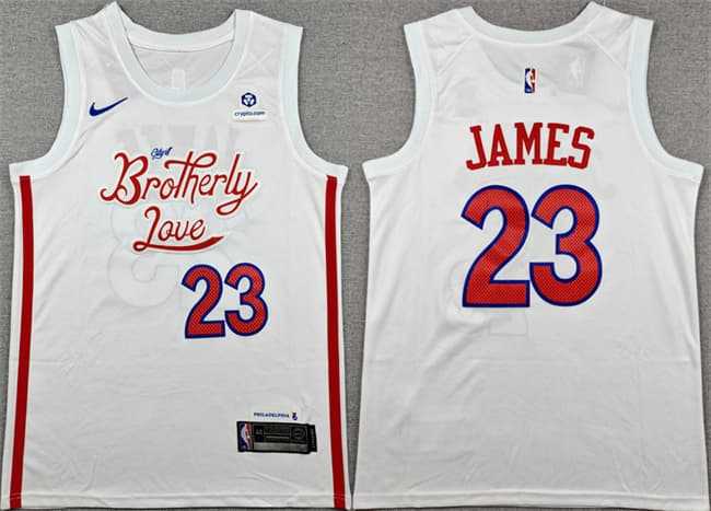 Men's Philadelphia 76ers #23 LeBron James White 2026 City Edition With Patch Stitched Jersey,We sell and wholesale Men's Philadelphia 76ers #23 LeBron James White 2026 City Edition With Patch Stitched Jersey on line form chian!