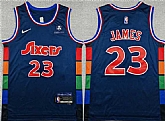Men's Philadelphia 76ers #23 LeBron James Navy City Edition Swingman Stitched Jersey,baseball caps,new era cap wholesale,wholesale hats
