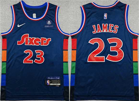 Men's Philadelphia 76ers #23 LeBron James Navy City Edition Swingman Stitched Jersey,We sell and wholesale Men's Philadelphia 76ers #23 LeBron James Navy City Edition Swingman Stitched Jersey on line form chian!