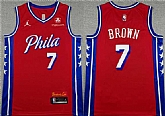 Men's Philadelphia 76ers #7 Jaylen Brown Red 2026 Statement Edition Stitched Jersey,baseball caps,new era cap wholesale,wholesale hats