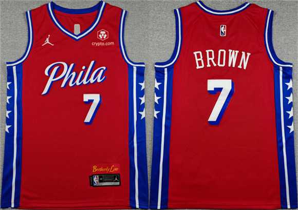 Men's Philadelphia 76ers #7 Jaylen Brown Red 2026 Statement Edition Stitched Jersey,We sell and wholesale Men's Philadelphia 76ers #7 Jaylen Brown Red 2026 Statement Edition Stitched Jersey on line form chian!